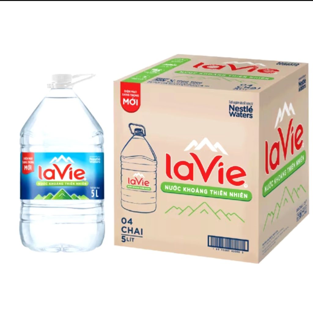 Nước khoáng thiên nhiên La Vie 5L (4 chai/thùng)