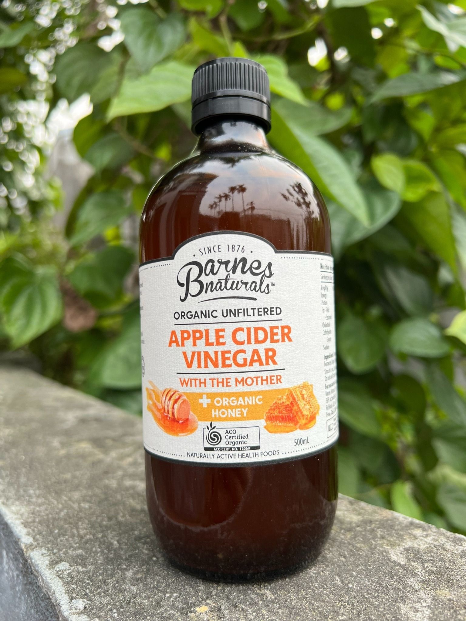 Giấm táo mật ong hữu cơ Apple Cider Vinegar Barnes Naturals chai 500ml