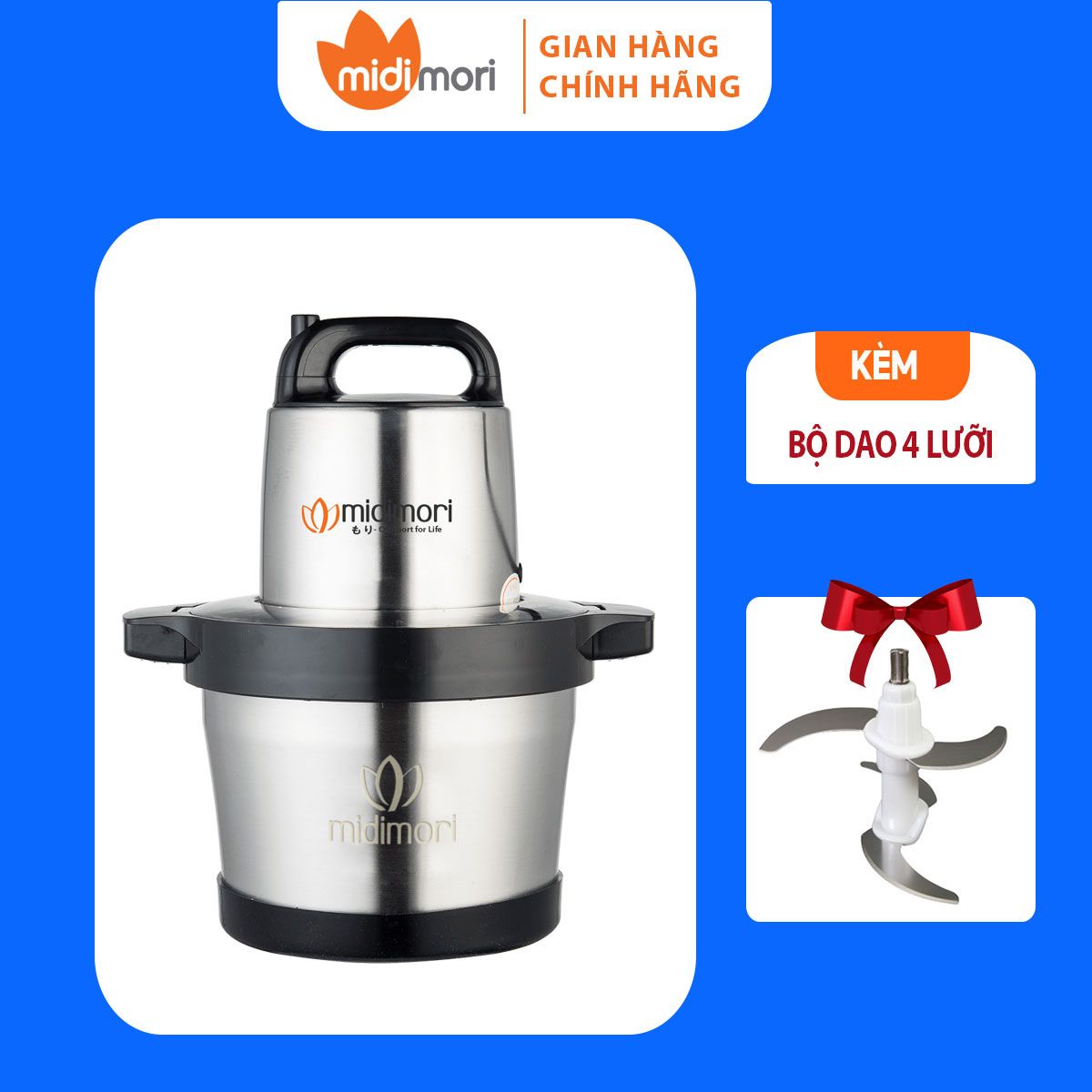 Máy Xay Thịt Đa Năng Inox Midimori MDMR-1200 (1200W) – Tặng Kèm 1 Bộ Lưỡi Dao Dự Phòng - Hàng chính hãng