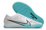  Giày Bóng Đá Futsal Mercurial Vapor Elite 15 Airzoom Bo Thun Trắng Đế Xanh Ngọc IC 