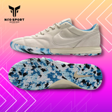  Giày Đá Banh Futsal Tiempo Sala Xám Trắng Đế Camo Xanh Da IC 