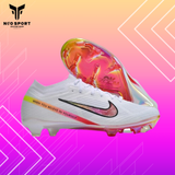  Giày Bóng Đá Cỏ Tự Nhiên Mercurial Air Zoom Vapor 15 Elite Bo Thun Trắng Logo Hồng FG 