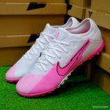  Giày Bóng Đá Cỏ Nhân Tạo Mercurial Vapor 13 Bo Thun Mũi Hồng Gót Trắng TF 