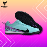  Giày Bóng Đá Cỏ Nhân Tạo Mercurial Vapor 15 Pro Airzoom Bo Thun Xanh Ngọc Gót Tím TF 