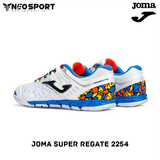  Giày Bóng Đá Futsal Chính Hãng JOMA SUPER REGATE 2254 TRẮNG/XANH DA IC 