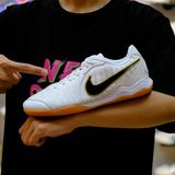  Giày Bóng Đá Futsal Tiempo 10 Trắng Đế vàng đồng IC 