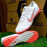  Giày Bóng Đá Cỏ Nhân Tạo Mercurial Vapor 13 Pro Bo Thun Trắng Logo Hồng/Xanh Da TF 