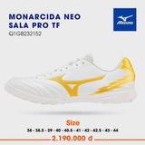  Giày Bóng Đá Chính Hãng Mizuno Monarcida Neo Sala Pro Trắng/Vàng Đồng TF 