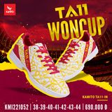  Giày Bóng Đá Futsal Chính Hãng KAMITO TA11 WONCUP Trắng/Vàng Đồng IC 