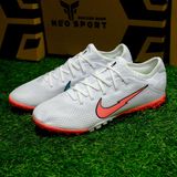  Giày Bóng Đá Cỏ Nhân Tạo Mercurial Vapor 13 Pro Bo Thun Trắng Logo Hồng/Xanh Da TF 