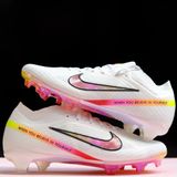  Giày Bóng Đá Cỏ Tự Nhiên Mercurial Air Zoom Vapor 15 Elite Bo Thun Trắng Logo Hồng FG 