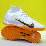  Giày Bóng Đá Cỏ Nhân Tạo Mercurial Air Zoom Superfly 9 Cổ Cao United Trắng Vàng Đồng TF 