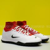  Giày Bóng Đá Cỏ Nhân Tạo Mercurial Air Zoom Superfly 9 Cổ Cao T90 trắng cổ đỏ TF 