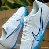  Giày Bóng Đá Cỏ Nhân Tạo Mercurial Vapor 15 Academy SF Trắng Đế Xanh Da TF 