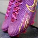  Giày Bóng Đá Cỏ Tự Nhiên Mercurial Air Zoom Vapor 15 Elite Mbappe Bo Thun Tím Gót Xanh Da FG 