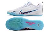  Giày Bóng Đá Futsal Mercurial Vapor 15 Pro Airzoom Bo Thun Trắng Logo Tím Đế Xanh Da IC 