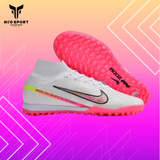  Giày Bóng Đá Cỏ Nhân Tạo Mercurial Air Zoom Superfly 9 Elite Cổ Cao Trắng Đế Hồng TF 