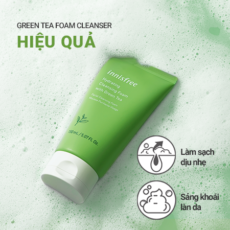 Sữa Rửa Mặt Trà Xanh Dịu Nhẹ Ít Bọt innisfree Green Tea Foam Cleanser Mẫu Mới 150ml