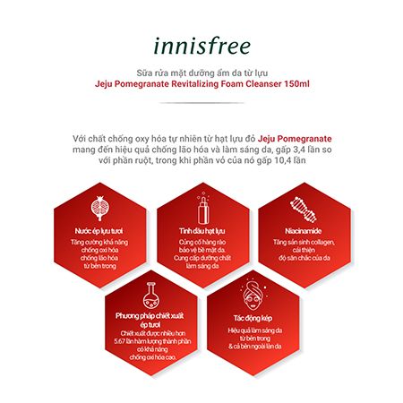 Sữa Rửa Mặt Chống Oxy Hóa Lựu innisfree Jeju Pomegranate Revitalizing Foam Cleanser