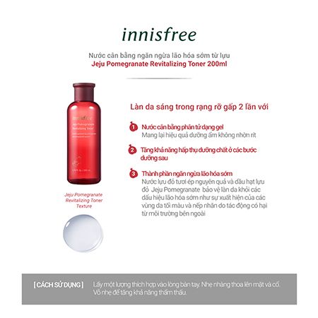 Nước Hoa Hồng Dưỡng Ẩm Da Chống Oxy Hóa Chiết Xuất Hạt Lựu Đỏ Innisfree Jeju Pomegranate Revitalizing Toner