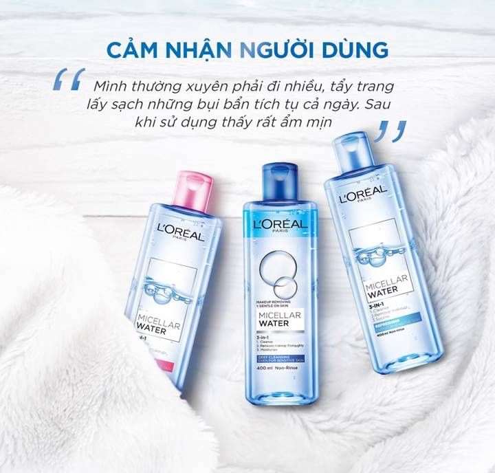 Nước Tẩy Trang Và Làm Sạch Dưỡng Ẩm (Hồng) L'Oreal Paris 3-in-1 Micellar Water 3-in-1 Moisturizing Even For Sensitive Skin