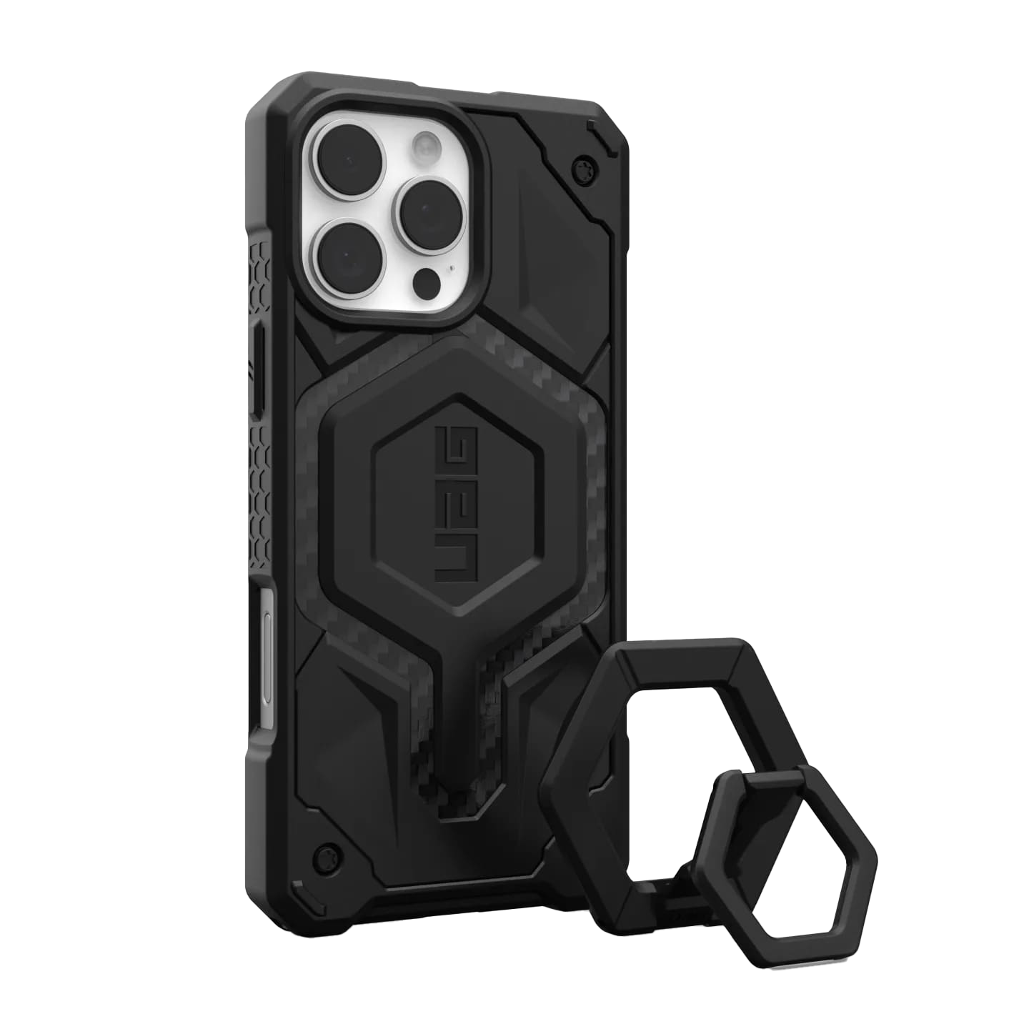 Ốp lưng iPhone 16 Pro Max UAG Monarch Pro - Carbon Fiber/Black Stand