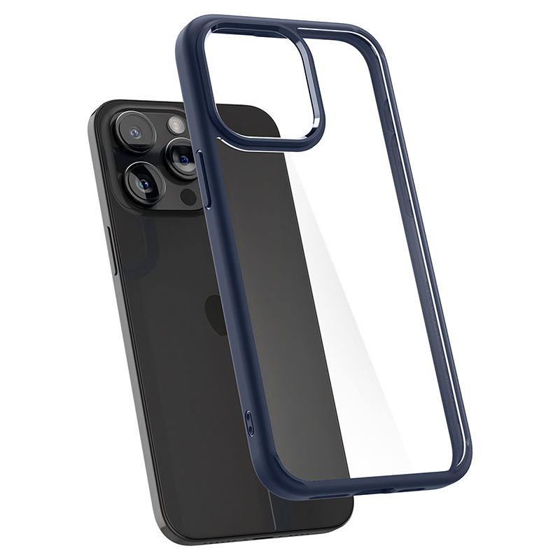 Ốp lưng Spigen 15 Pro Ultra Hybrid Crystal Viền màu Đen, Trong suốt