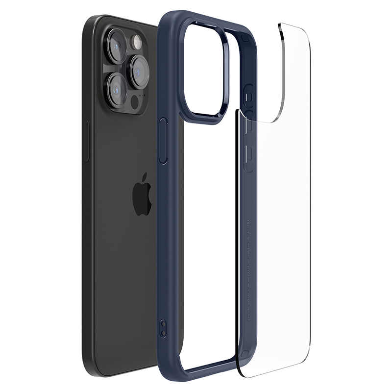 Ốp lưng Spigen 15 Pro Ultra Hybrid Crystal Viền màu Đen, Trong suốt