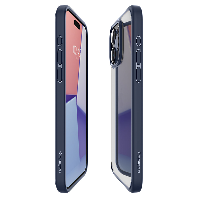 Ốp lưng Spigen 15 Pro Ultra Hybrid Crystal Viền màu Đen, Trong suốt