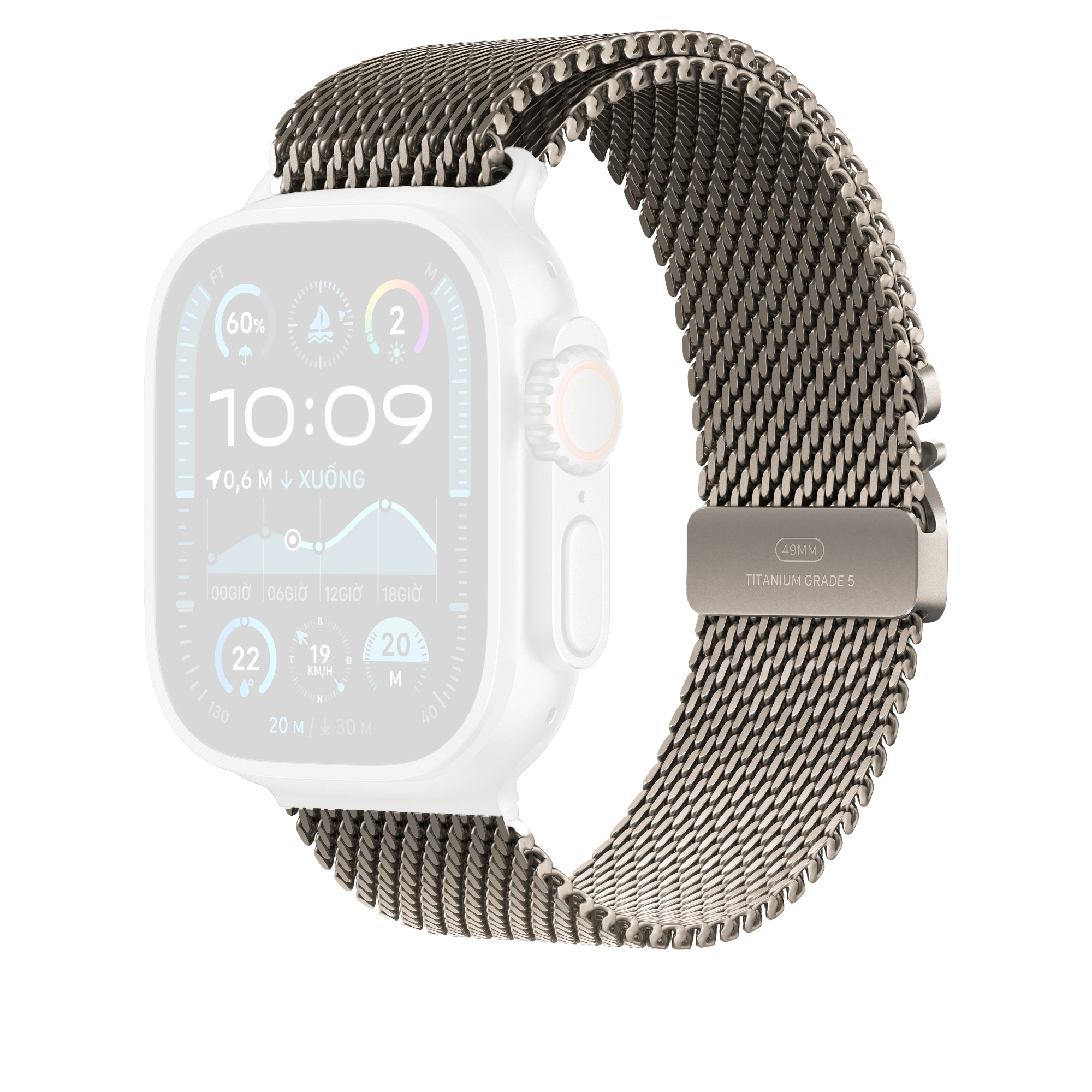 Dây quấn Apple Watch Ultra 2 Milan Titan & Đen 49mm
