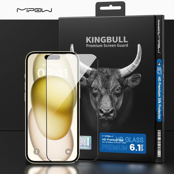 Dán Cường Lực Mipow KingBull iPhone 15 Pro HD Premium Silk Protector