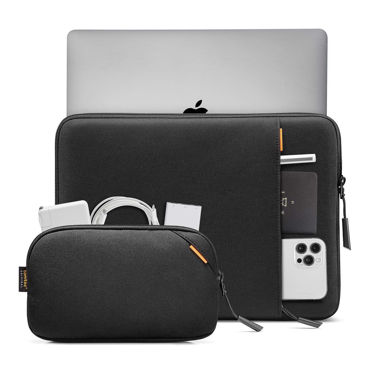 Túi Chống Sốc Tomtoc 360* Protective kèm túi phụ kiện cho MacBook/Laptop 13” - Black