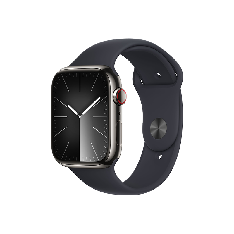  Apple Watch Series 9 GPS + Cellular - Mặt thép 45mm, dây Sport band - Chính hãng 