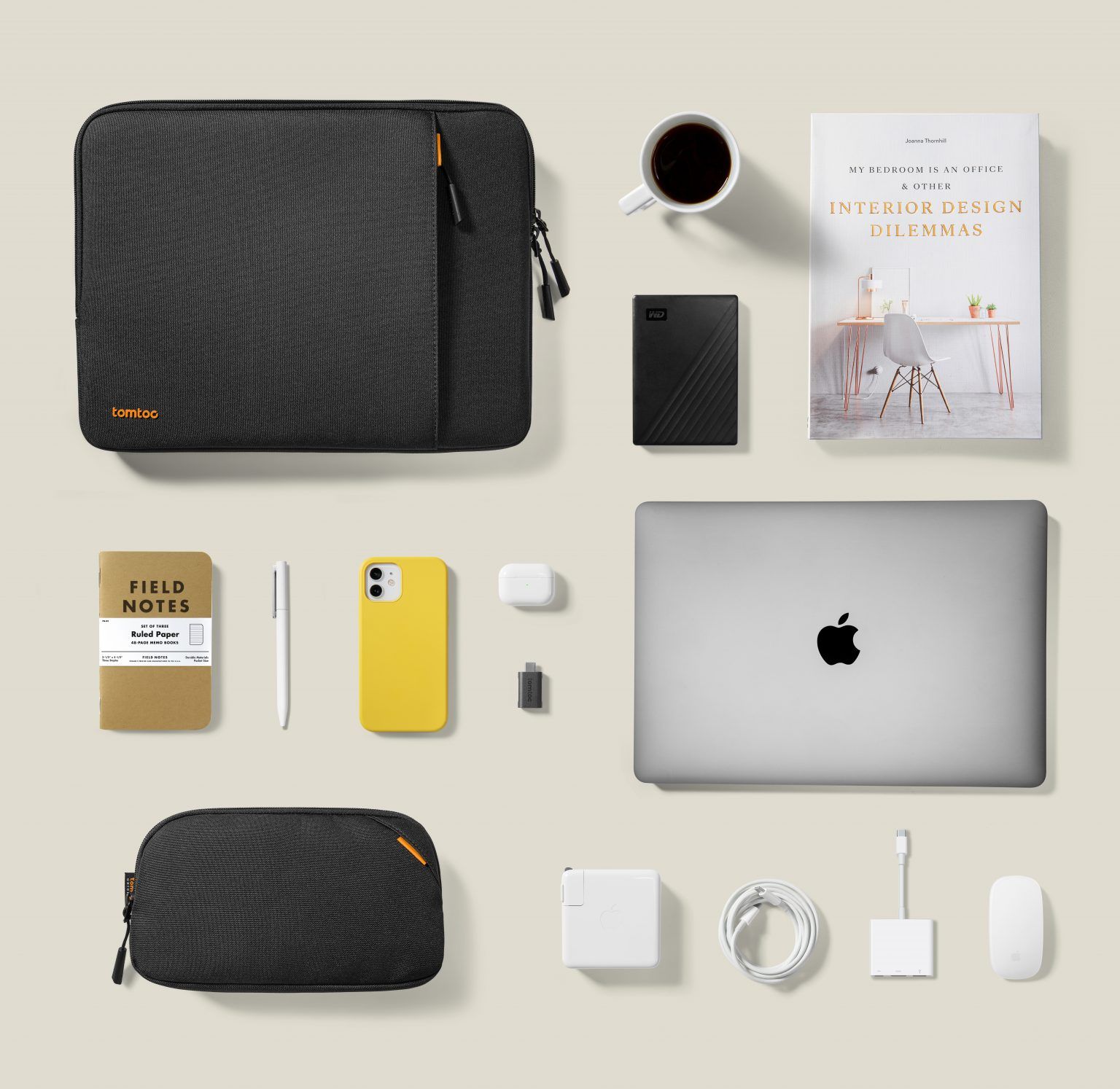 Túi Chống Sốc Tomtoc 360* Protective kèm túi phụ kiện cho MacBook/Laptop 14” - Black