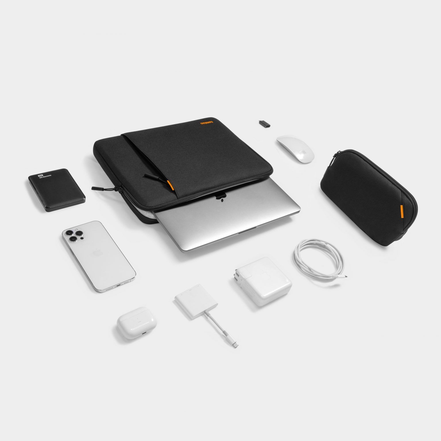 Túi Chống Sốc Tomtoc 360* Protective kèm túi phụ kiện cho MacBook/Laptop 14” - Black