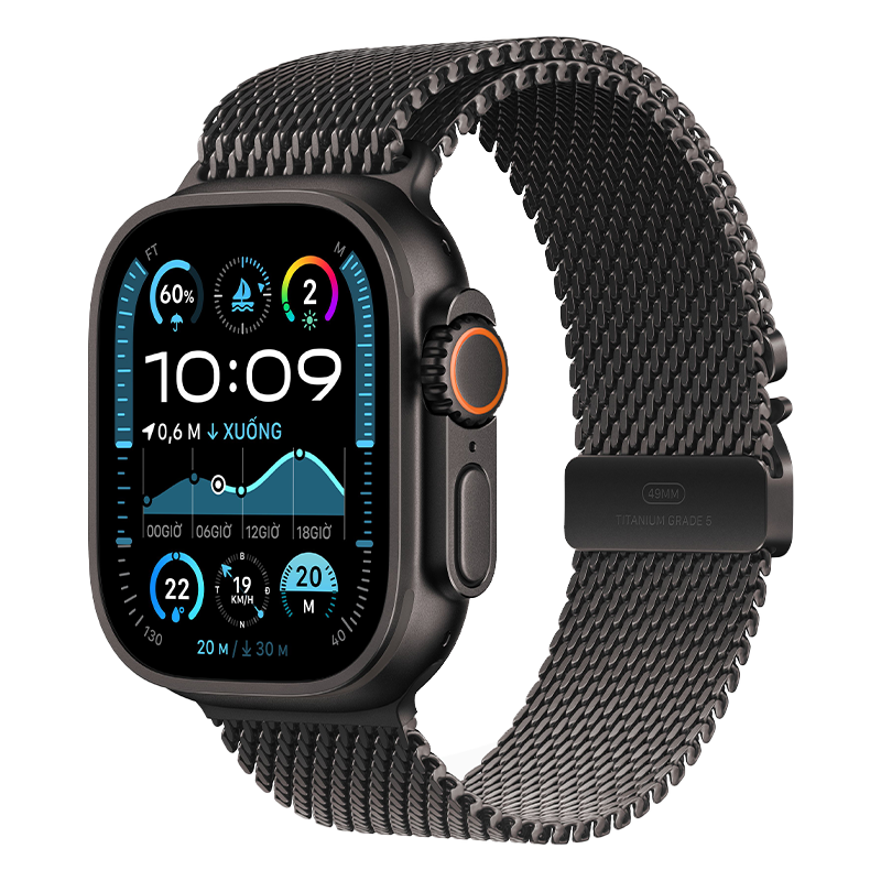 Apple Watch Ultra 2 GPS + Cellular - Mặt Black Titanium 49mm - dây Milanese Loop - Chính hãng