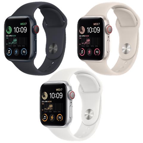 Apple Watch SE 2022 Cellular - Mặt nhôm - Dây cao su - 40mm - Hàng chính hãng