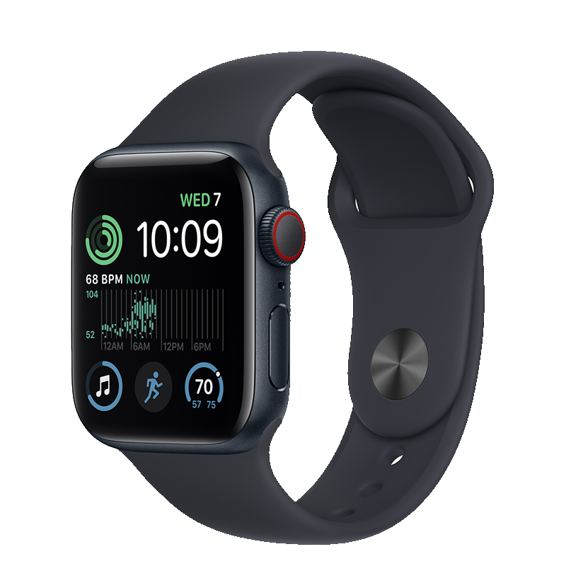 Apple Watch SE 2022 Cellular - Mặt nhôm - Dây cao su - 40mm - Hàng chính hãng