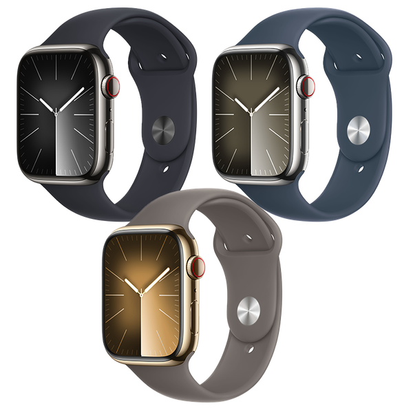 Apple Watch Series 9 GPS + Cellular - Mặt thép 45mm, dây Sport band - Chính hãng