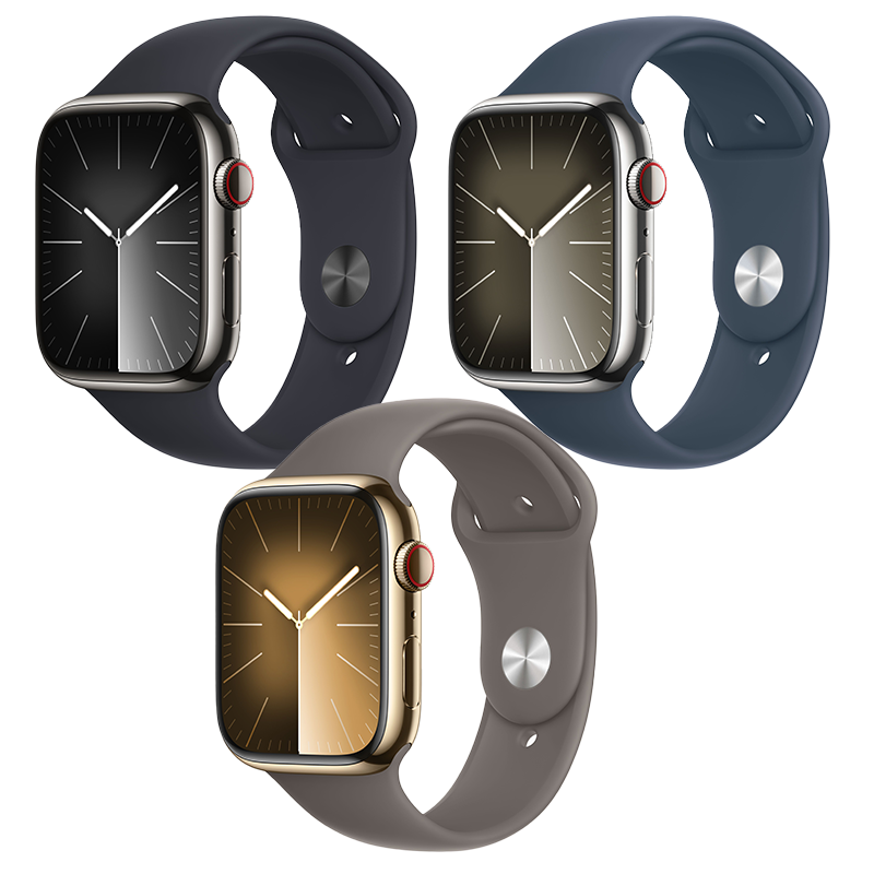  Apple Watch Series 9 GPS + Cellular - Mặt thép 45mm, dây Sport band - Chính hãng 