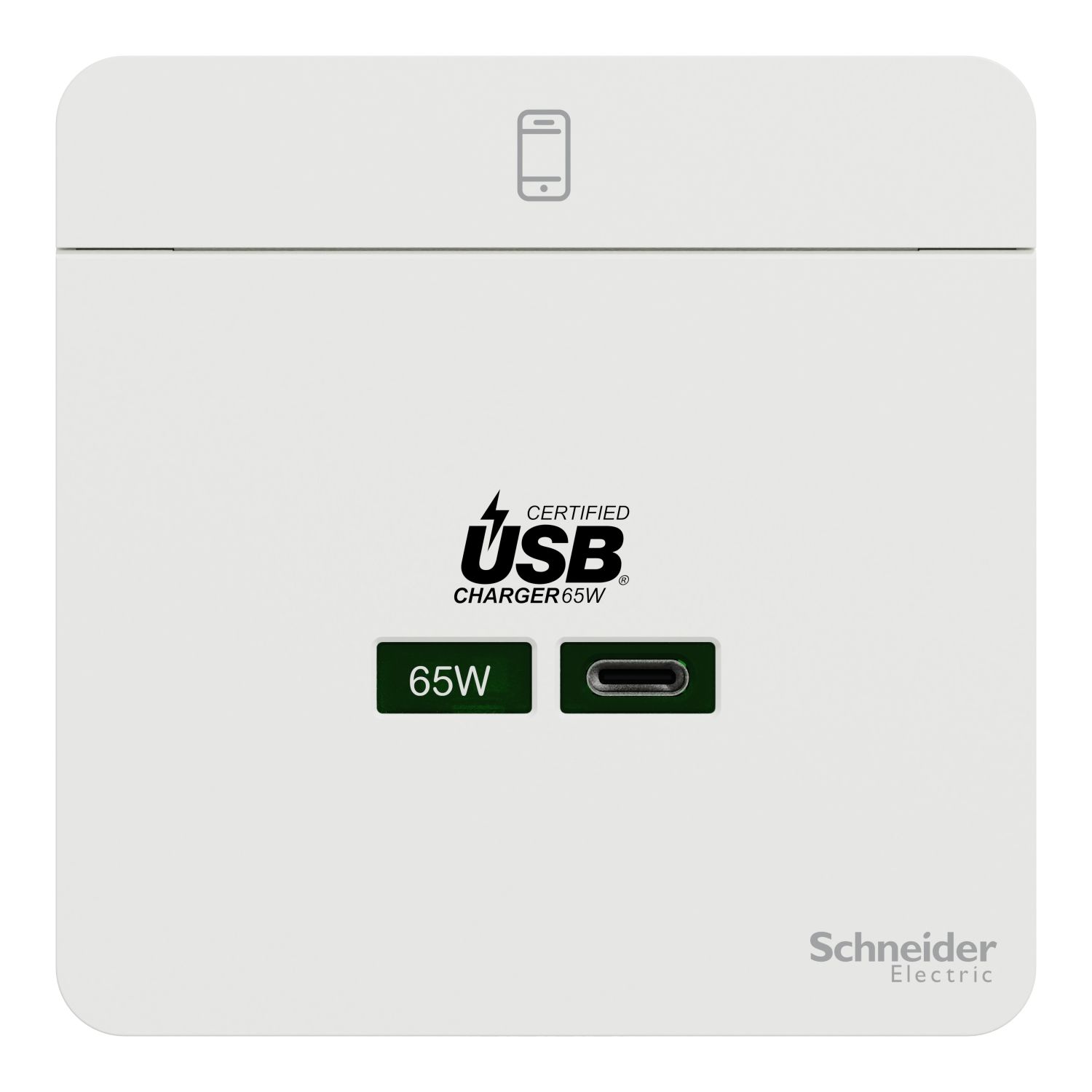 Bộ sạc âm tường Schneider USB-C 65W màu trắng E831USB65_WE
