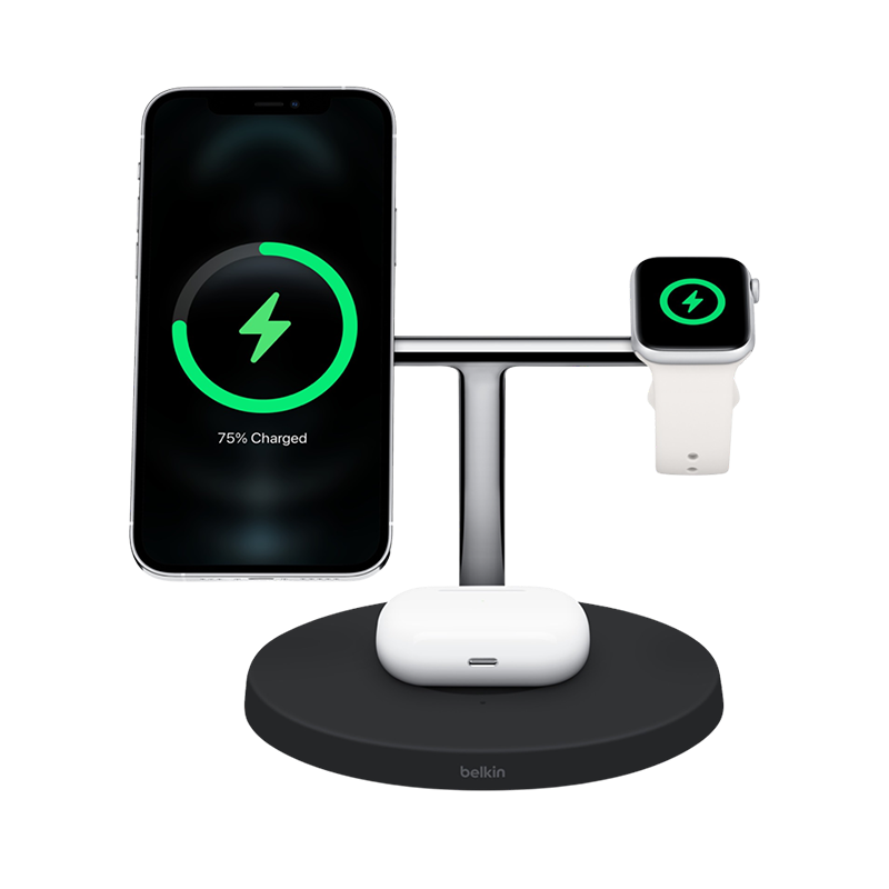  Belkin BOOST↑CHARGE PRO 3-in-1 Wireless Charger with MagSafe - Hàng chính hãng 