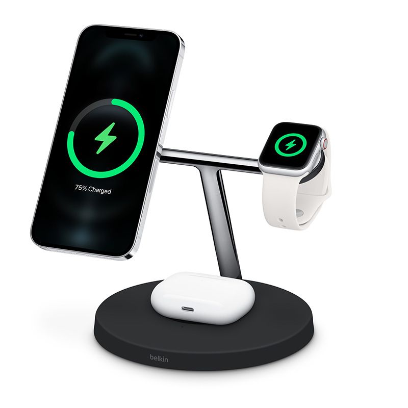 Belkin BOOST↑CHARGE PRO 3-in-1 Wireless Charger with MagSafe - Hàng chính hãng 