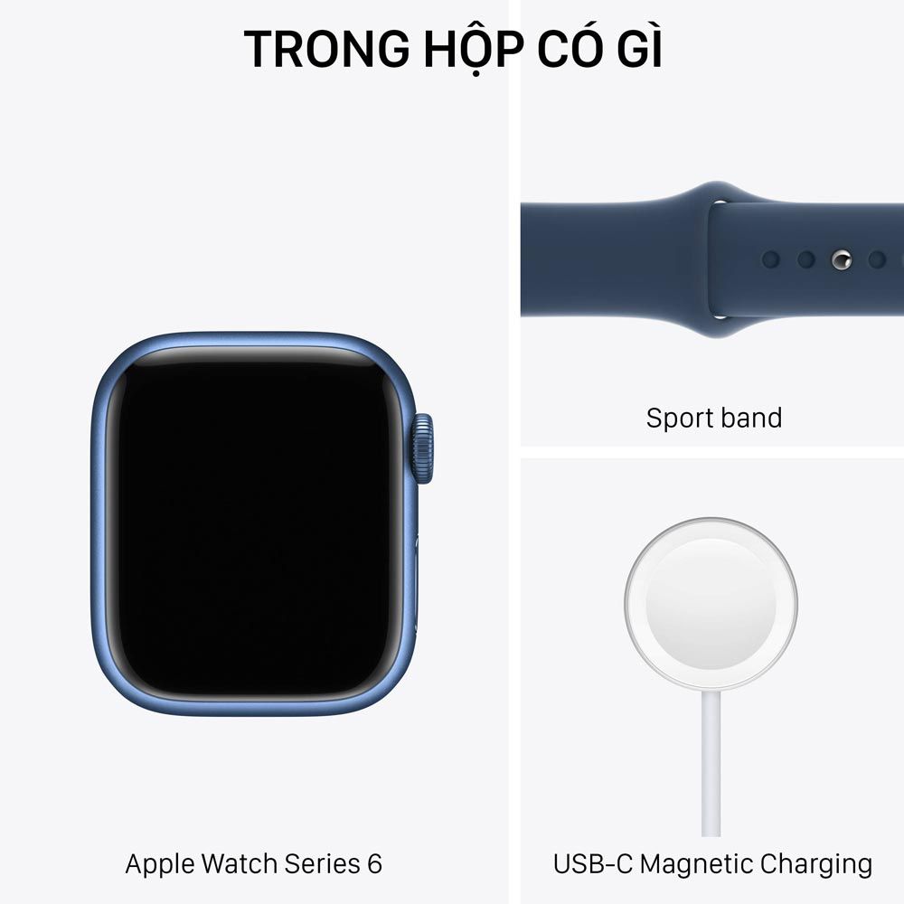  Apple Watch Series 6 GPS - Mặt nhôm - Dây cao su - 44mm - Hàng chính hãng 