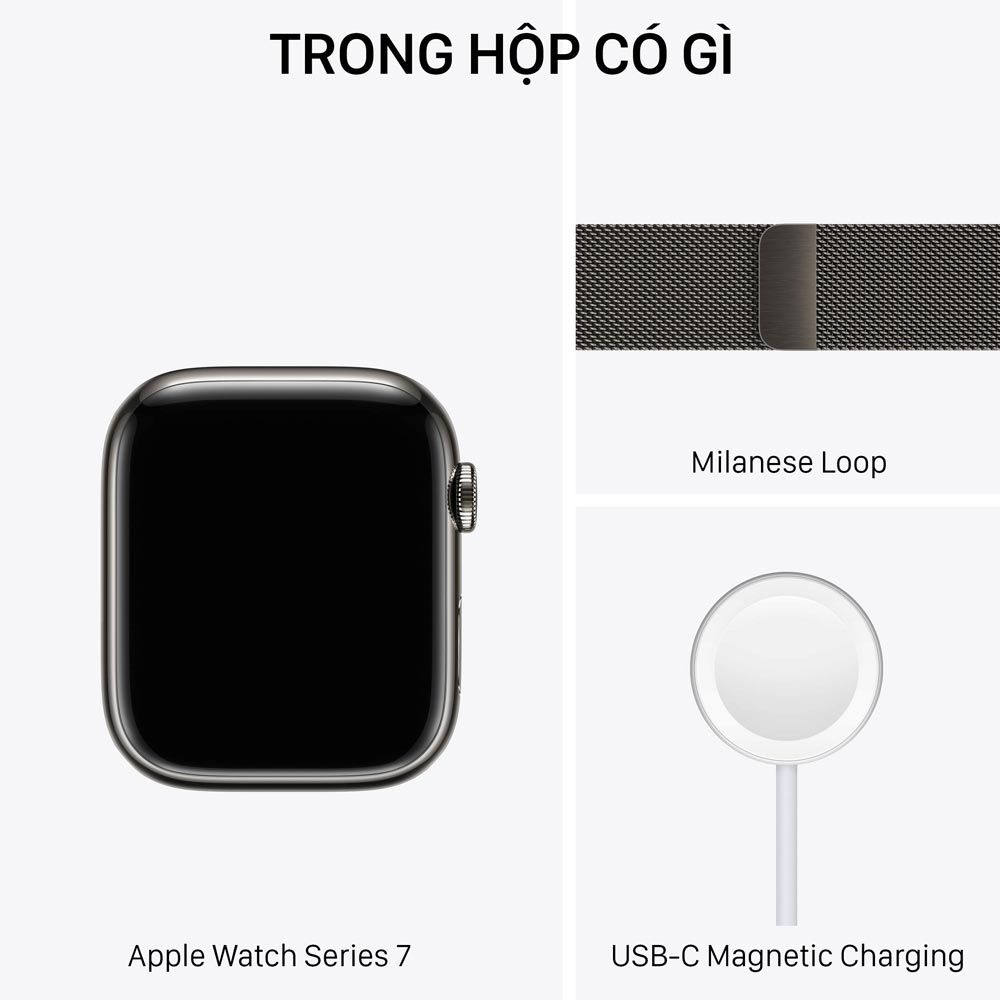 Apple Watch Series 7 GPS + Cellular - Mặt thép 45mm, dây Milanese Loop - Nhiều màu - Hàng chính hãng