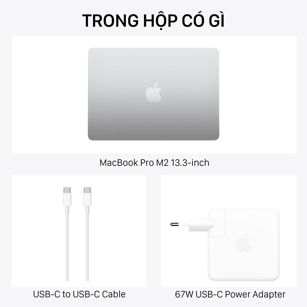  MacBook Pro 13 inch M2 màu Silver 8-Core CPU / 10-Core GPU / 8GB RAM / 512GB - Hàng chính hãng - MNEQ3SA/A 