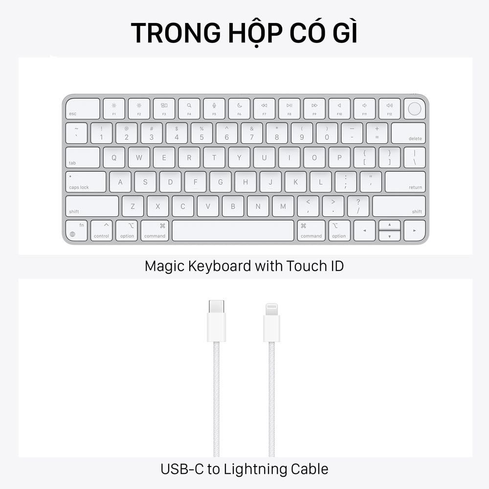  Apple Magic Keyboard with Touch ID - US English - Silver - Model 2021 - Hàng chính hãng 