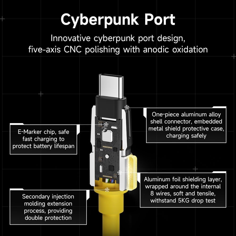 Cáp sạc Phantom USB-C sang USB-C 100W (Có đèn LED)