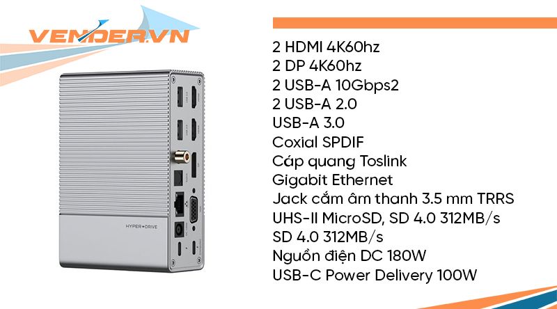 Cổng chuyển HyperDrive Gen 2 18-in-1 USB Type-C (HD-G218)