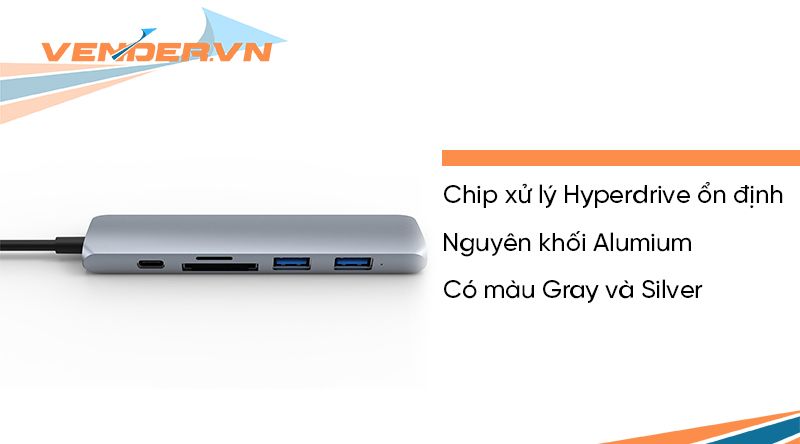 Cổng chuyển HyperDrive Bar 6-in-1 USB-C Hub (HD22E)